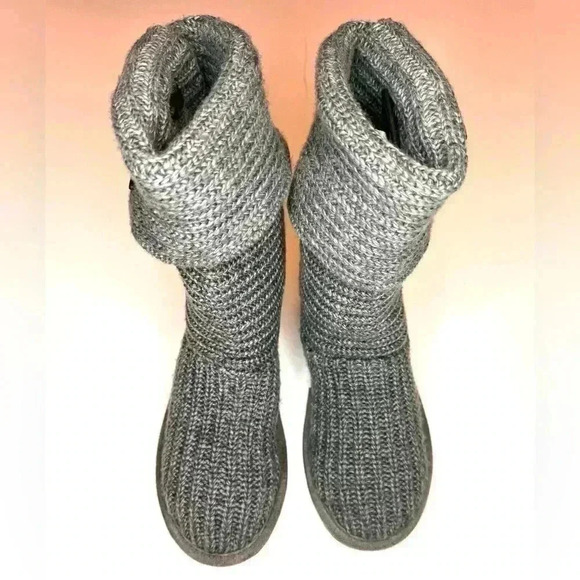 BEARPAW Women's Gray Knit Tall Winter Boot US Size 7 - Picture 2 of 9